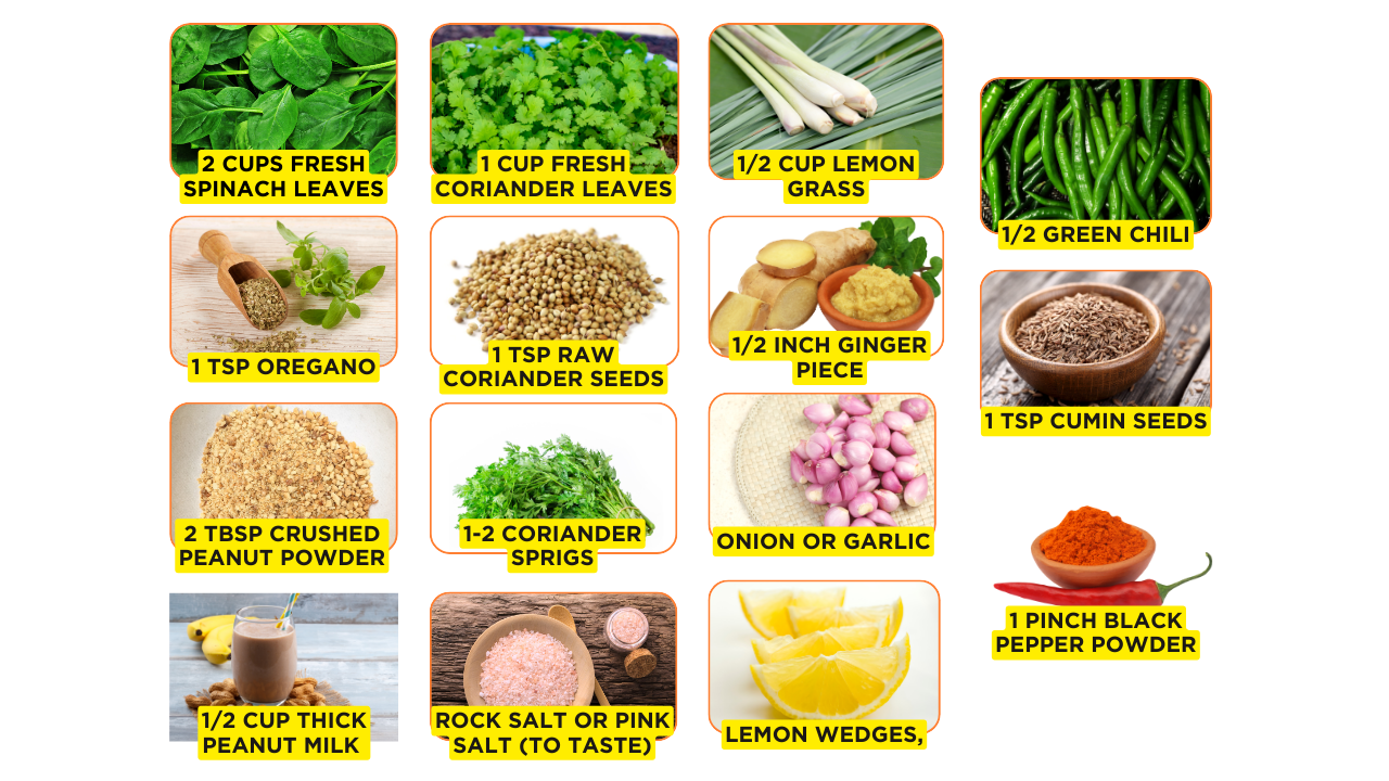 Ingredients-to-make-Spinach-and-Coriander-Soup